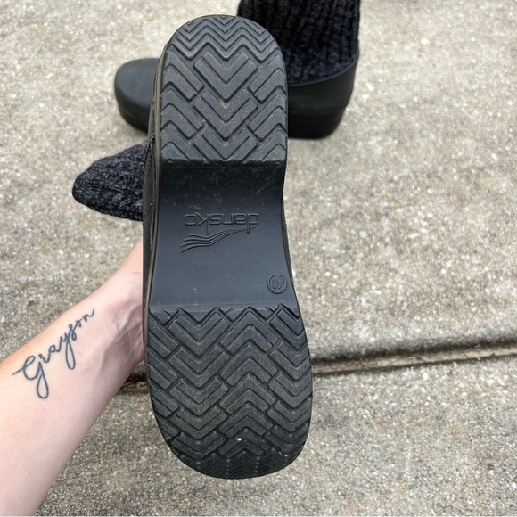 DANSKO Chloe Boot Knit Top Black Leather Clog Comfort Shoe 40 - Picture 6 of 6